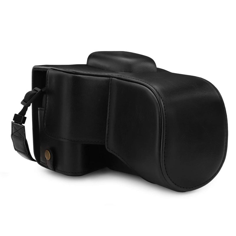 MegaGear MG1607 Ever Ready Leather Camera Case compatible with Canon EOS Rebel T7 (18-55mm), 2000D (18-55mm) - Black - Image 1